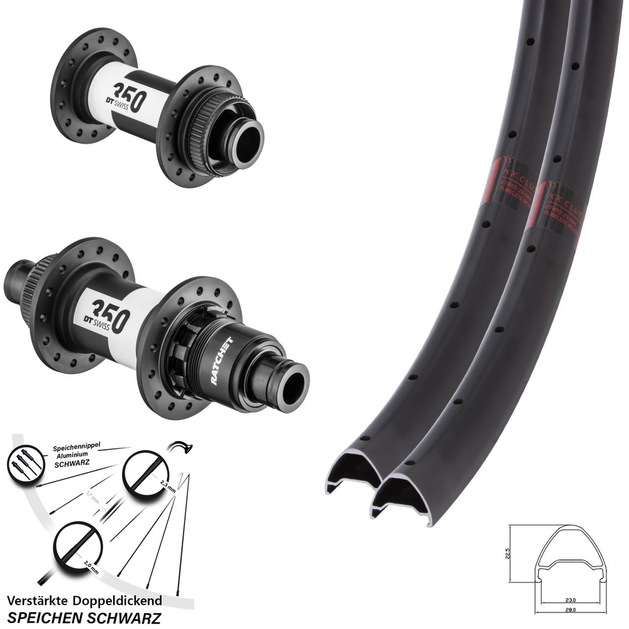KX Clue DT Swiss 350 CL SRAM XD 650B Centerlock Laufradsatz 15x100 12x142 11-12 fach