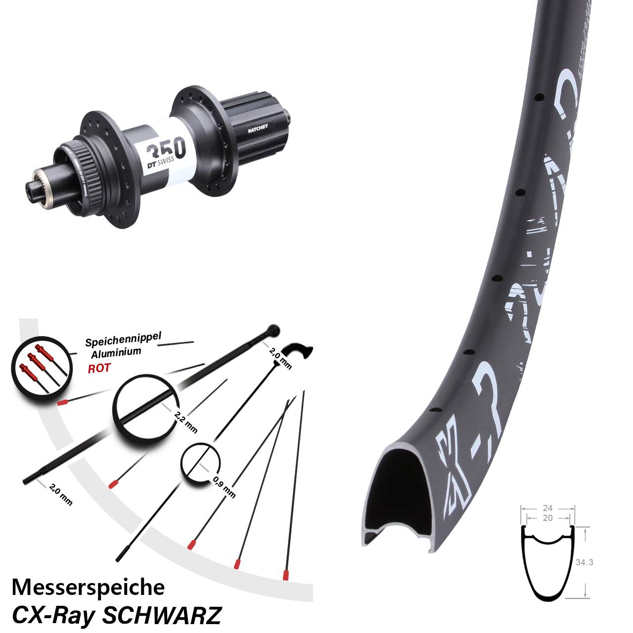 Disc Laufrad QR 29 Zoll KX-R Road DT Swiss 350 11-12 fach CX-Ray