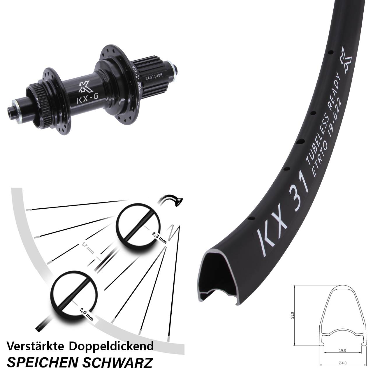 Disc Laufrad QR 28 Zoll KX-G31 Micro Spline
