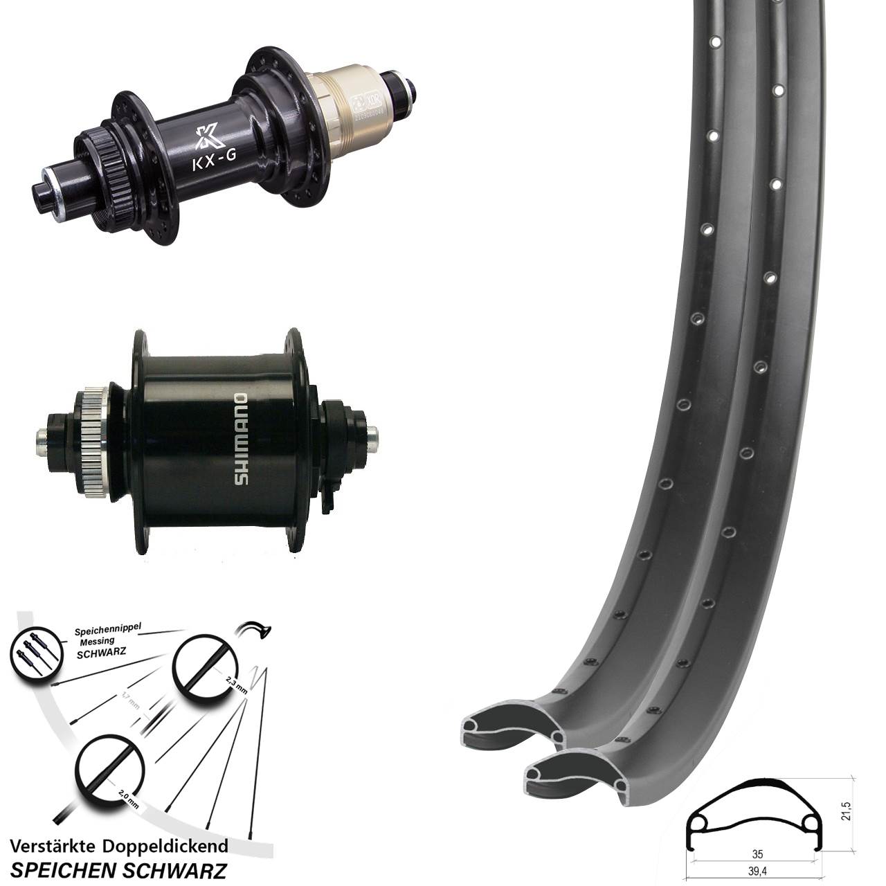Ambrosio E35 KX-G Shimano DH-UR700 29 Zoll Disc Laufradsatz für Schnellspanner SRAM XDR
