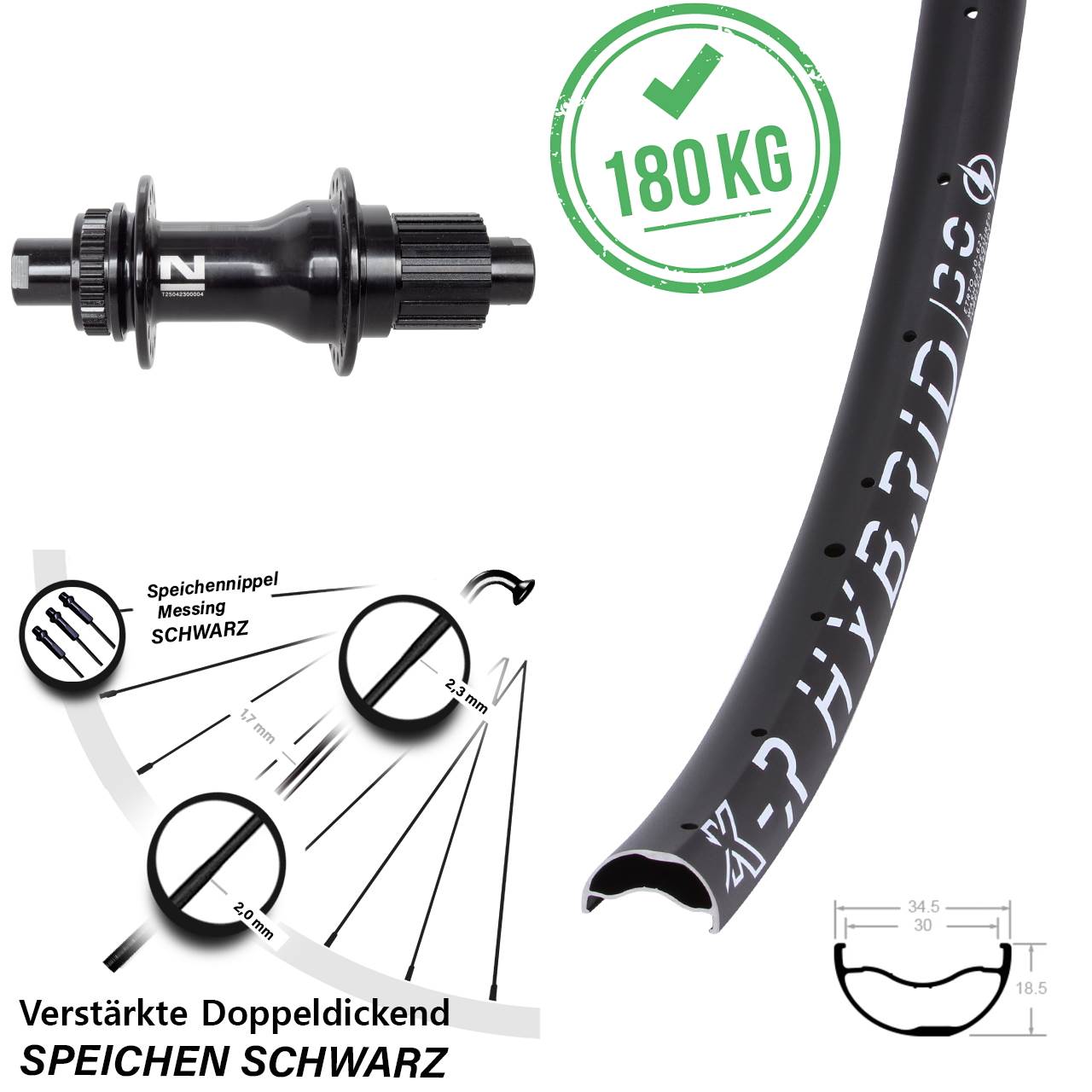 Centerlock Hinterrad 12x142 29 Zoll KX-R Hybrid 30 Novatec D792SB Shimano Micro Spline