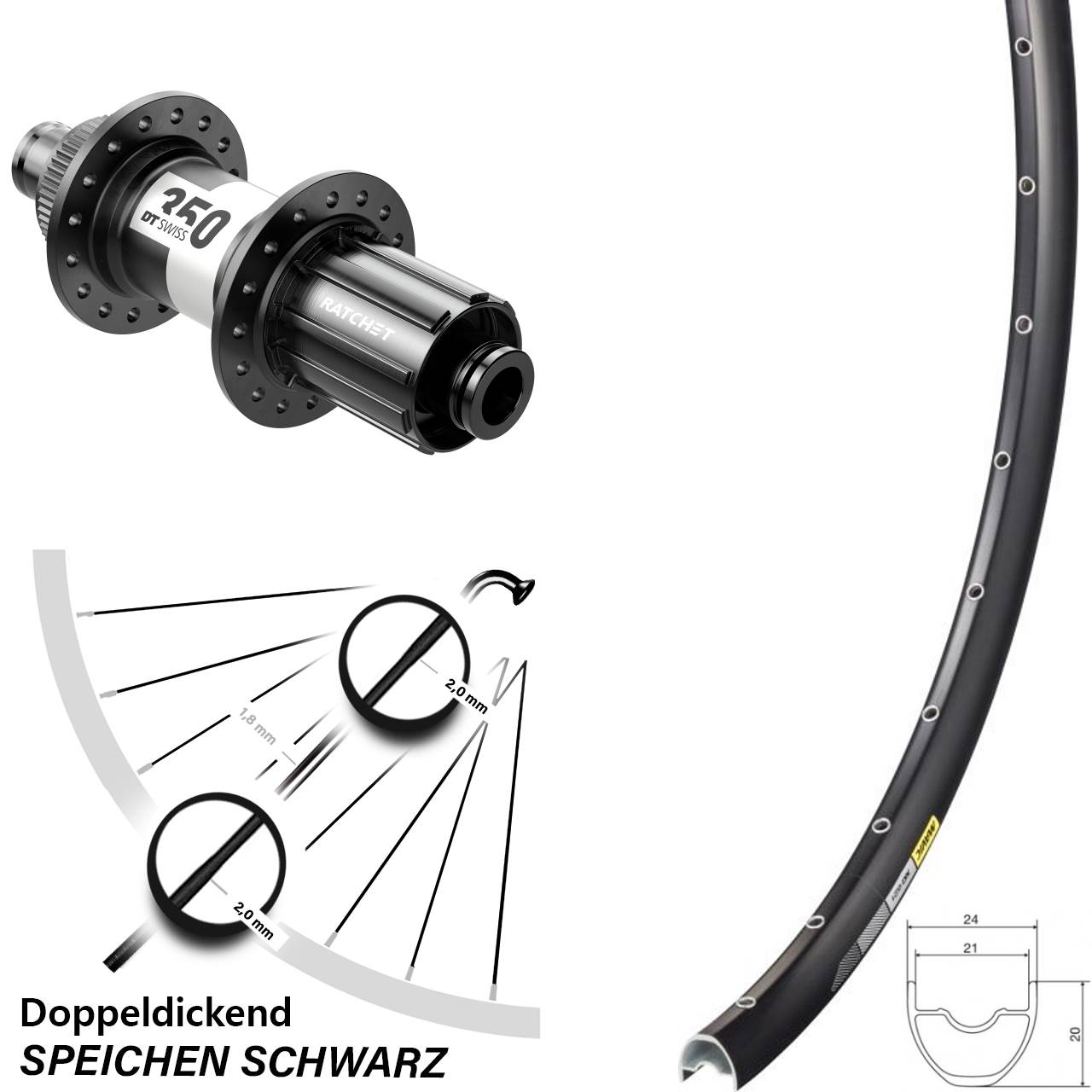 Mavic XC 621 DT Swiss 350 28-29 Zoll Centerlock Hinterrad 12x142 11-12 fach