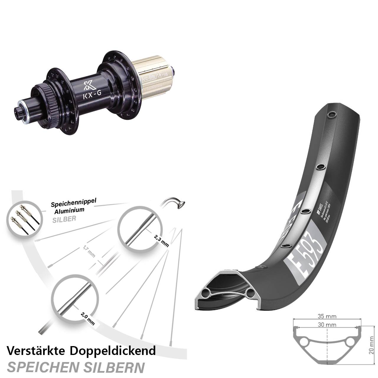 Disc Laufrad QR 29 Zoll DT Swiss E593 KX-G 8-12 fach HG