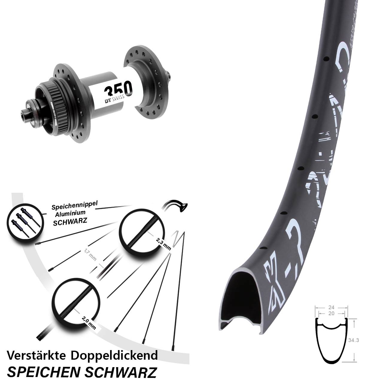 Disc Vorderrad QR 28 Zoll KX-R Road DT Swiss 350