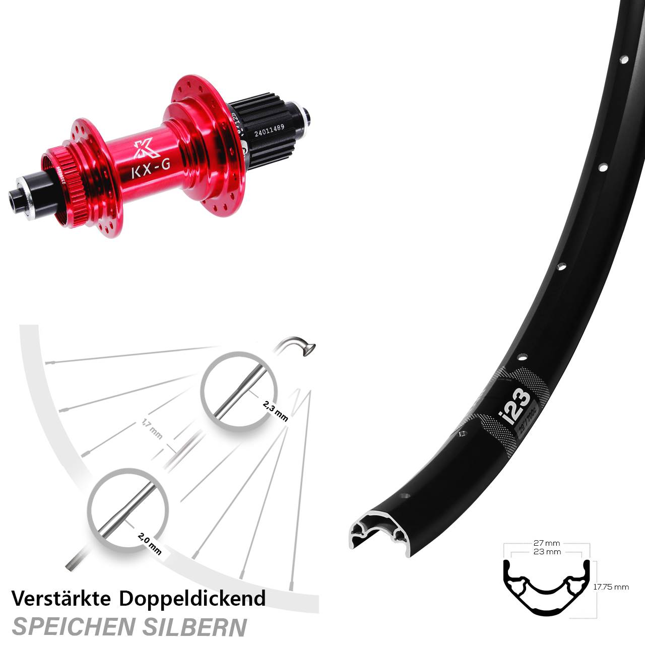 WTB i23 ST KX-G rot 29 Zoll Disc Laufrad QR Shimano Micro Spline