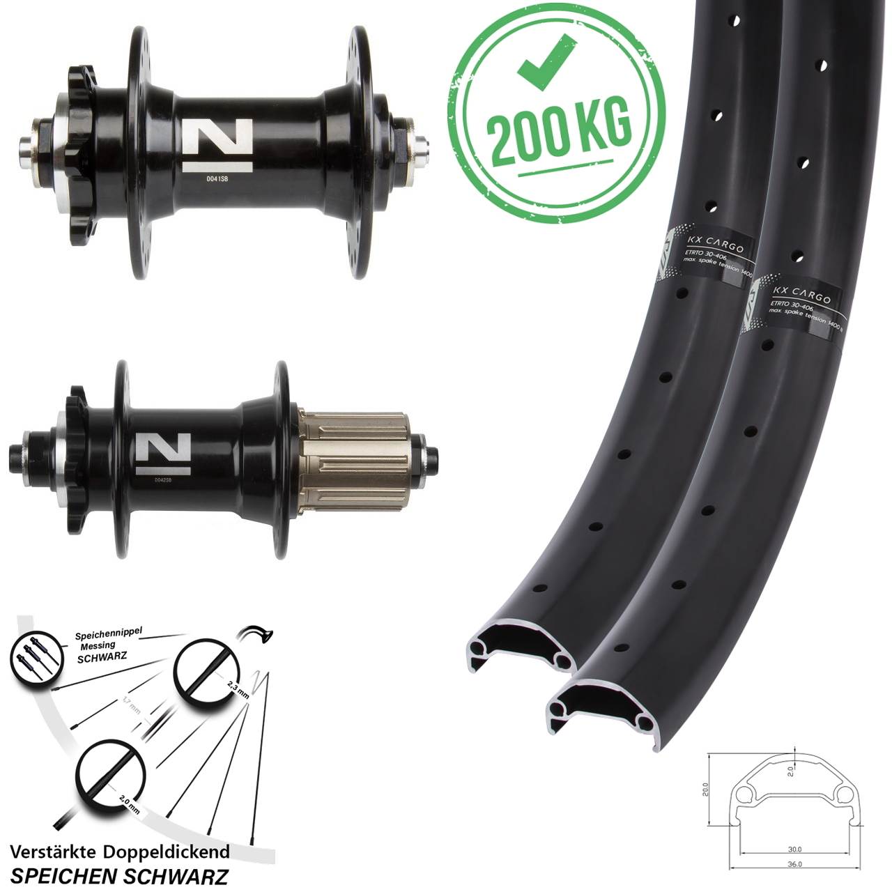 6-Loch 29 Zoll Laufradsatz KX Cargo Novatec D041-D042 8-11 fach für Schnellspanner