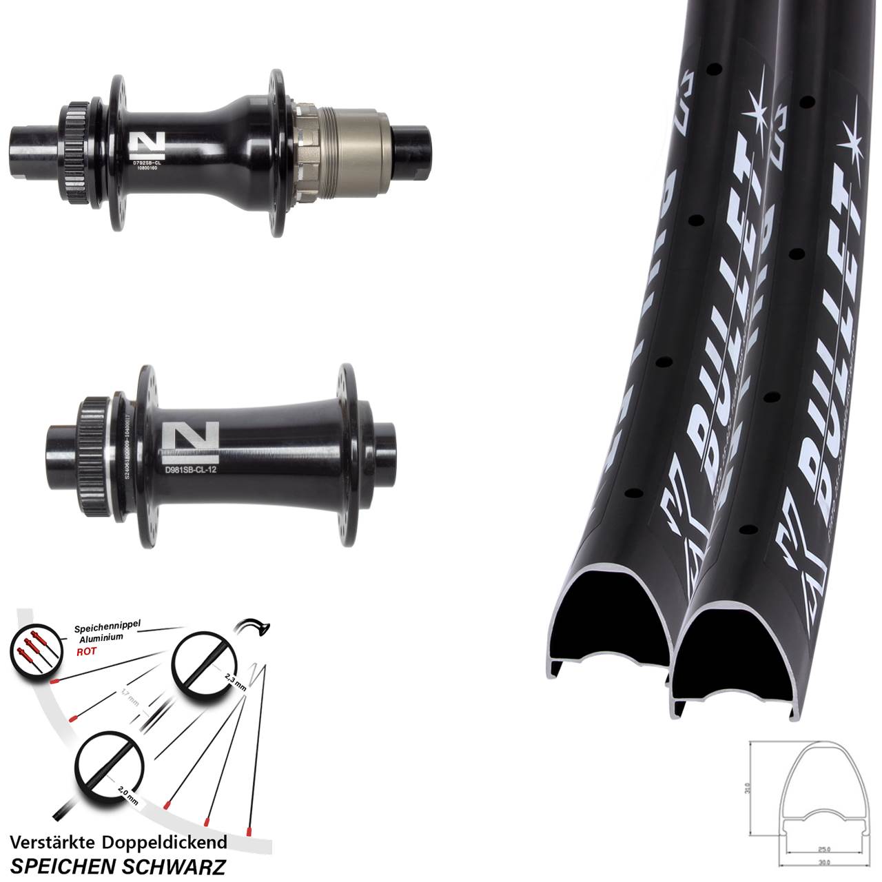 KX Bullet Novatec D792 D981 28-29 Zoll Laufradsatz Centerlock 12x100/142 XDR 11-12 fach