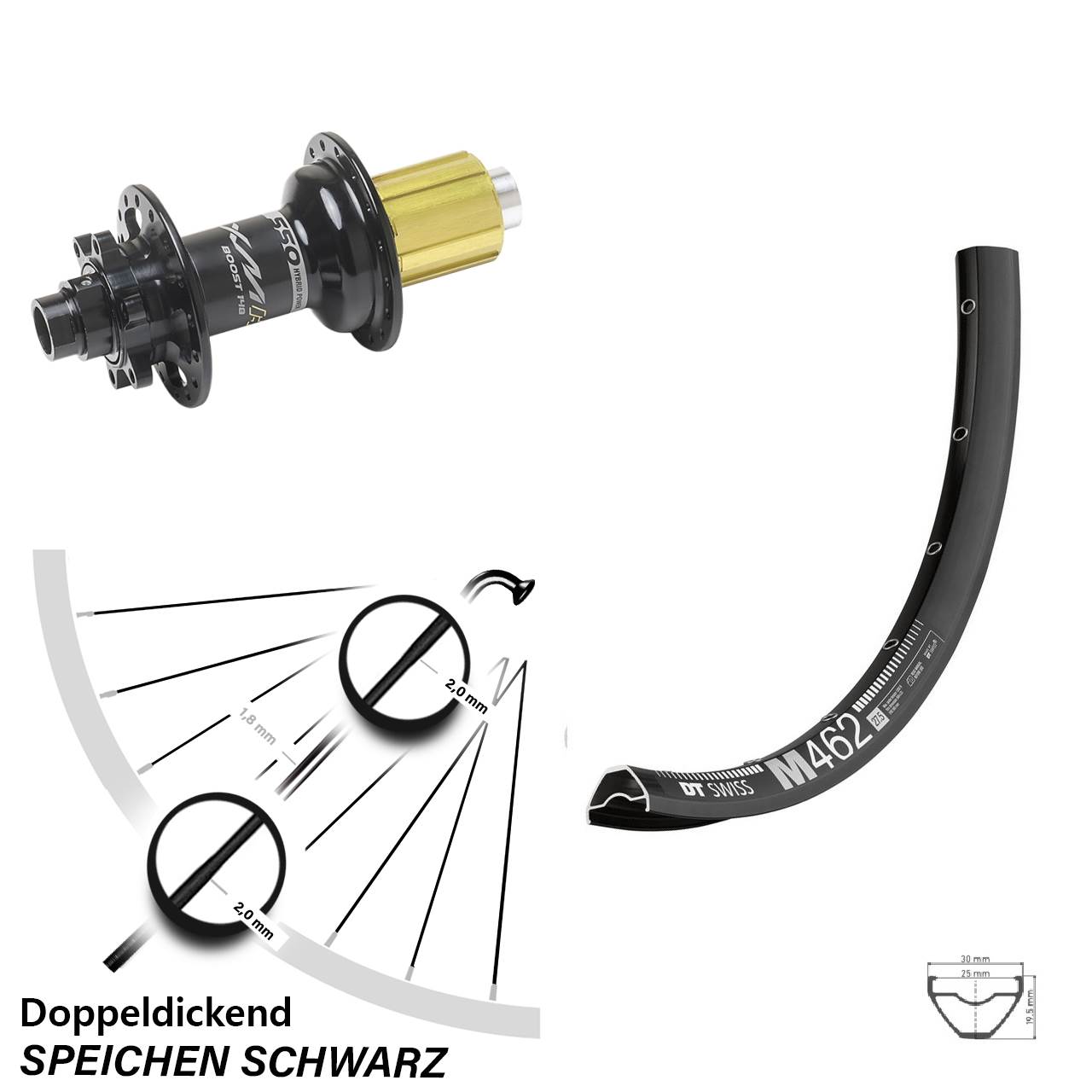 DT Swiss M462 Miche XMH 550 27,5 Zoll Disc Hinterrad 12x148 Boost 8-11 fach HG