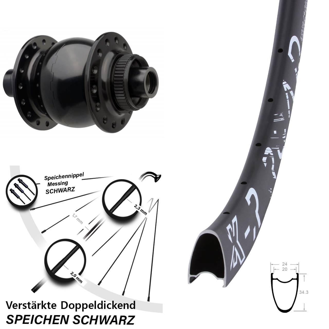 Boost Nabendynamovorderrad Centerlock 15x110 28-29 Zoll KX-R Road SON 28