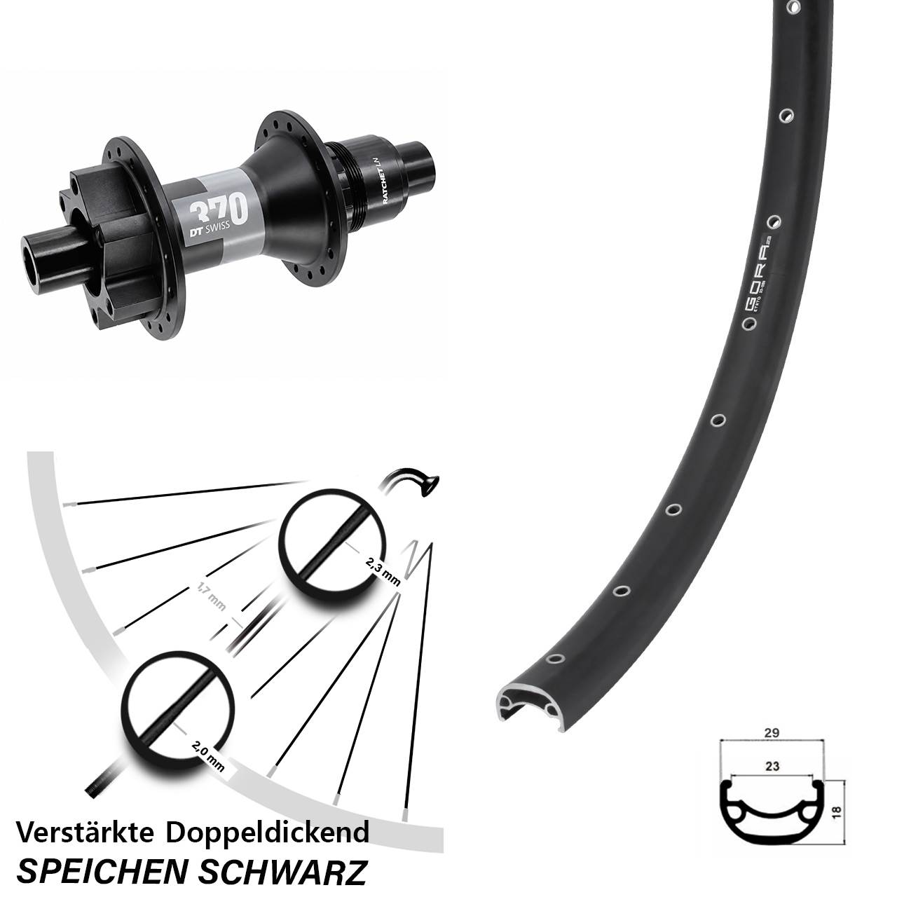 Disc Hinterrad 26 Zoll Gora 23 DT Swiss 370 SRAM XD 12x148