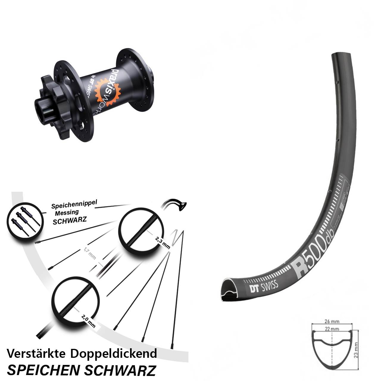 Disc Vorderrad 12x100 28 Zoll DT Swiss R500-350 SL