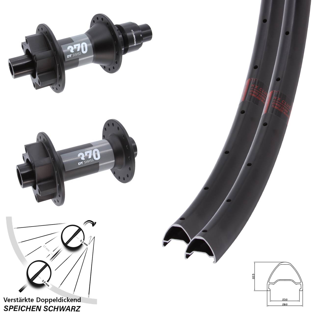 Disc Laufrad-Satz 28-29 Zoll KX Clue DT Swiss 370 XD 11-12 fach 15x110 12x148