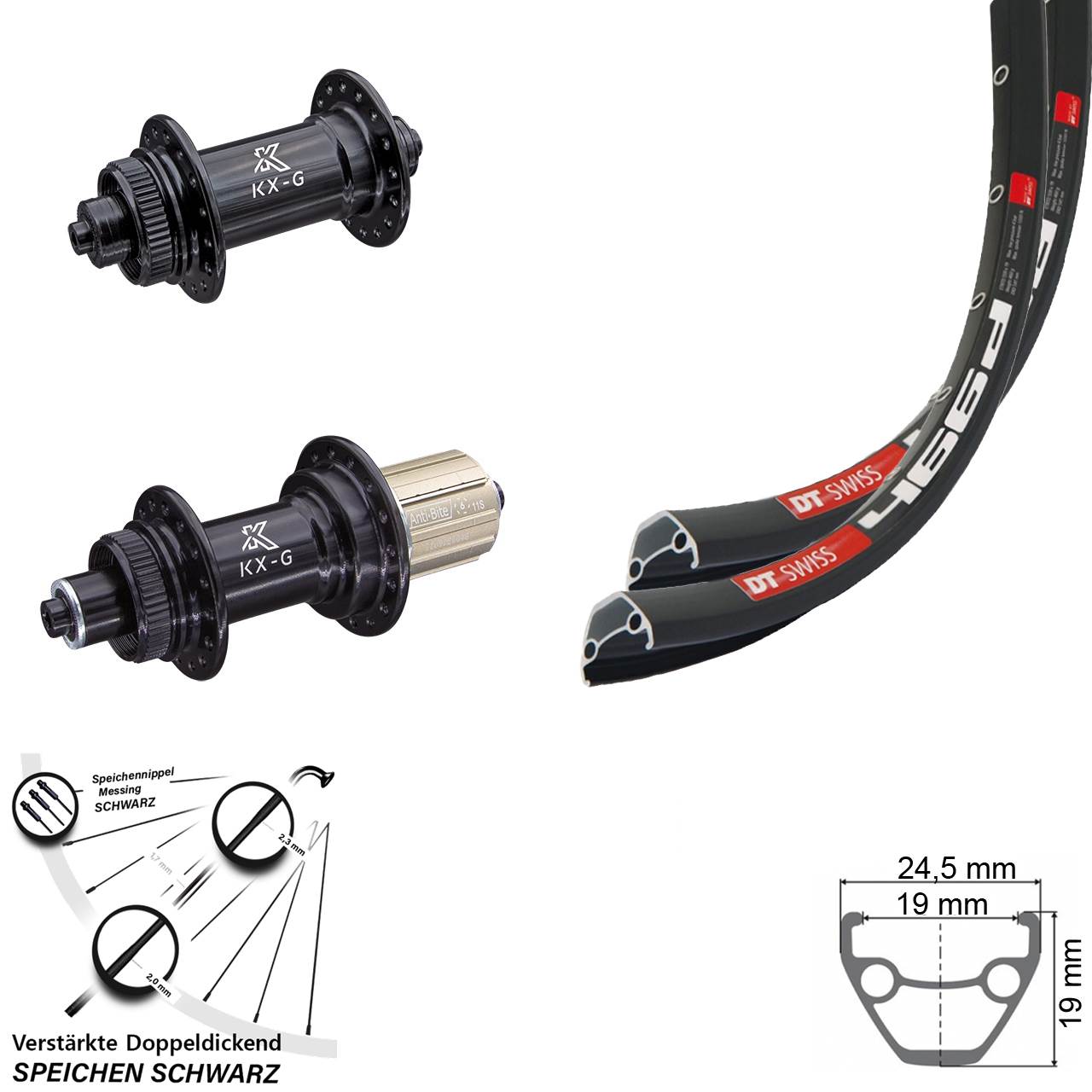 Disc Laufrad-Satz für Schnellspanner 28 Zoll DT Swiss 466 KX-G 8-12 fach