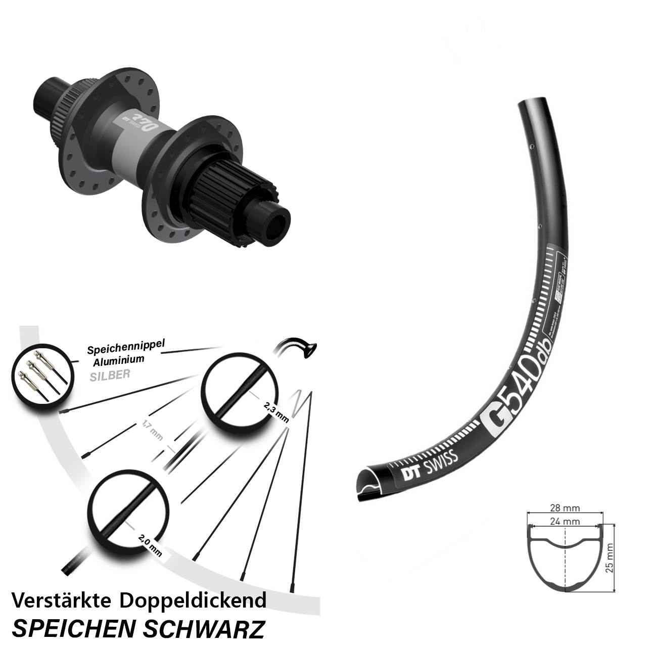 Disc Hinterrad 29 Zoll DT Swiss G540 370 Shimano Micro Spline 12x142
