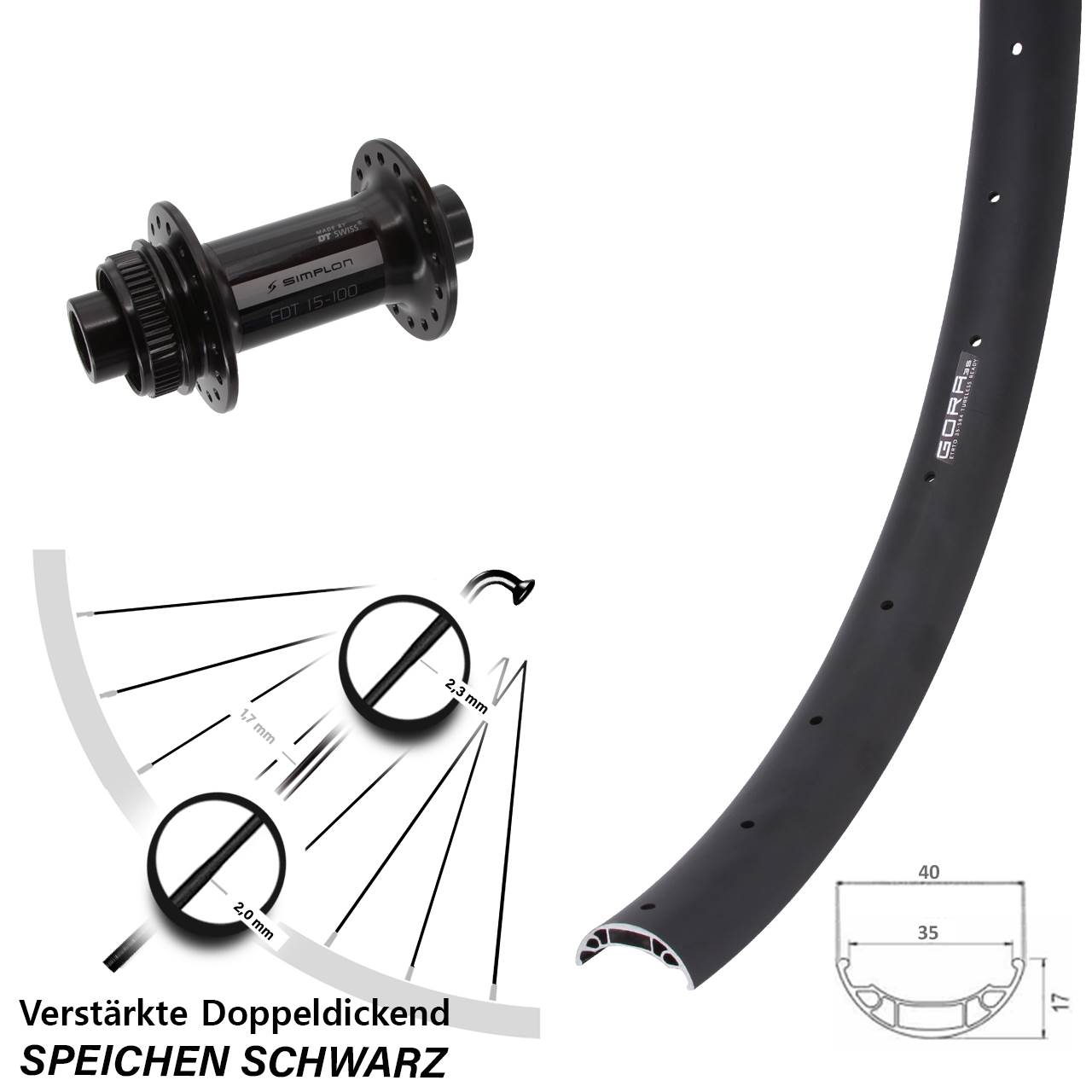 Vorderrad Centerlock 27,5 Zoll Gora 35 DT Swiss 370 15x100