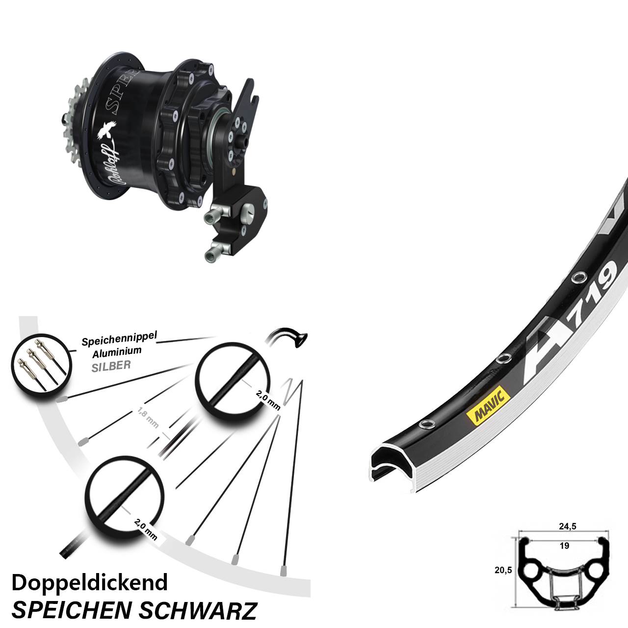 Mavic A 719 Hinterrad 28 Zoll mit Rohloff Speedhub CC OEM2