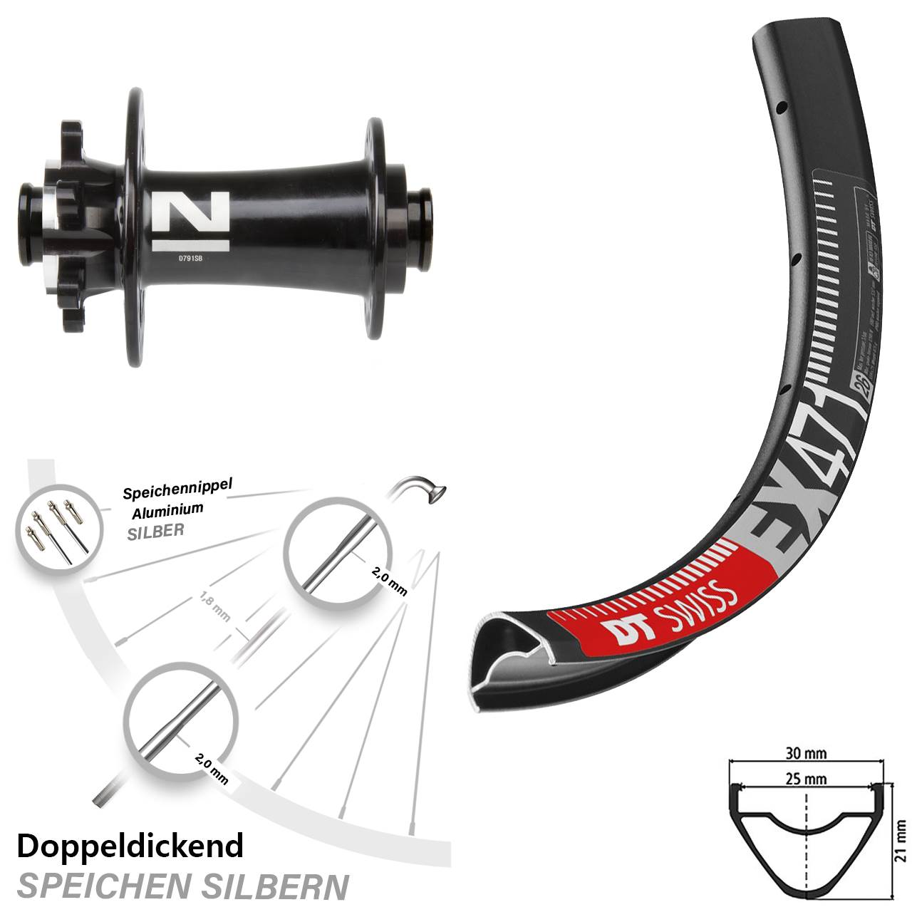 Novatec D791 DT Swiss EX 471 Vorderrad 6-Loch 27,5 Zoll Steckachse 15x100 mm