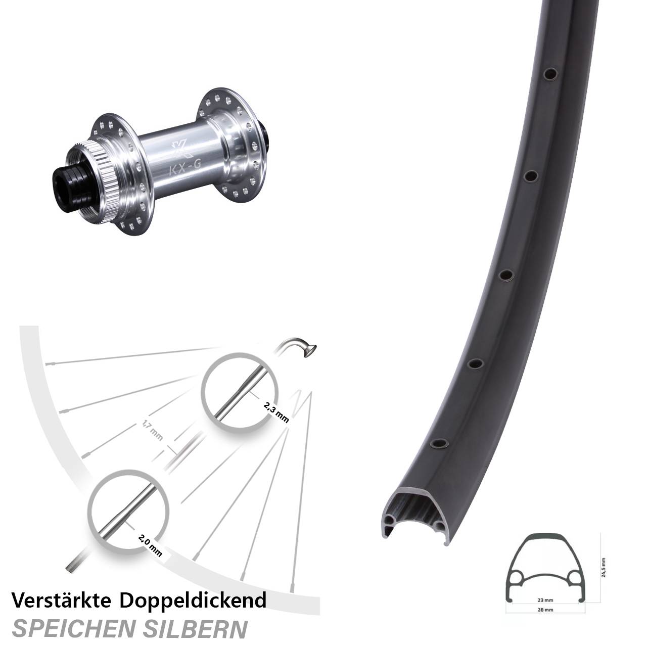 Centerlock Vorderrad 28-29 Zoll Ambrosio Sport KX-G 12x100 schwarz