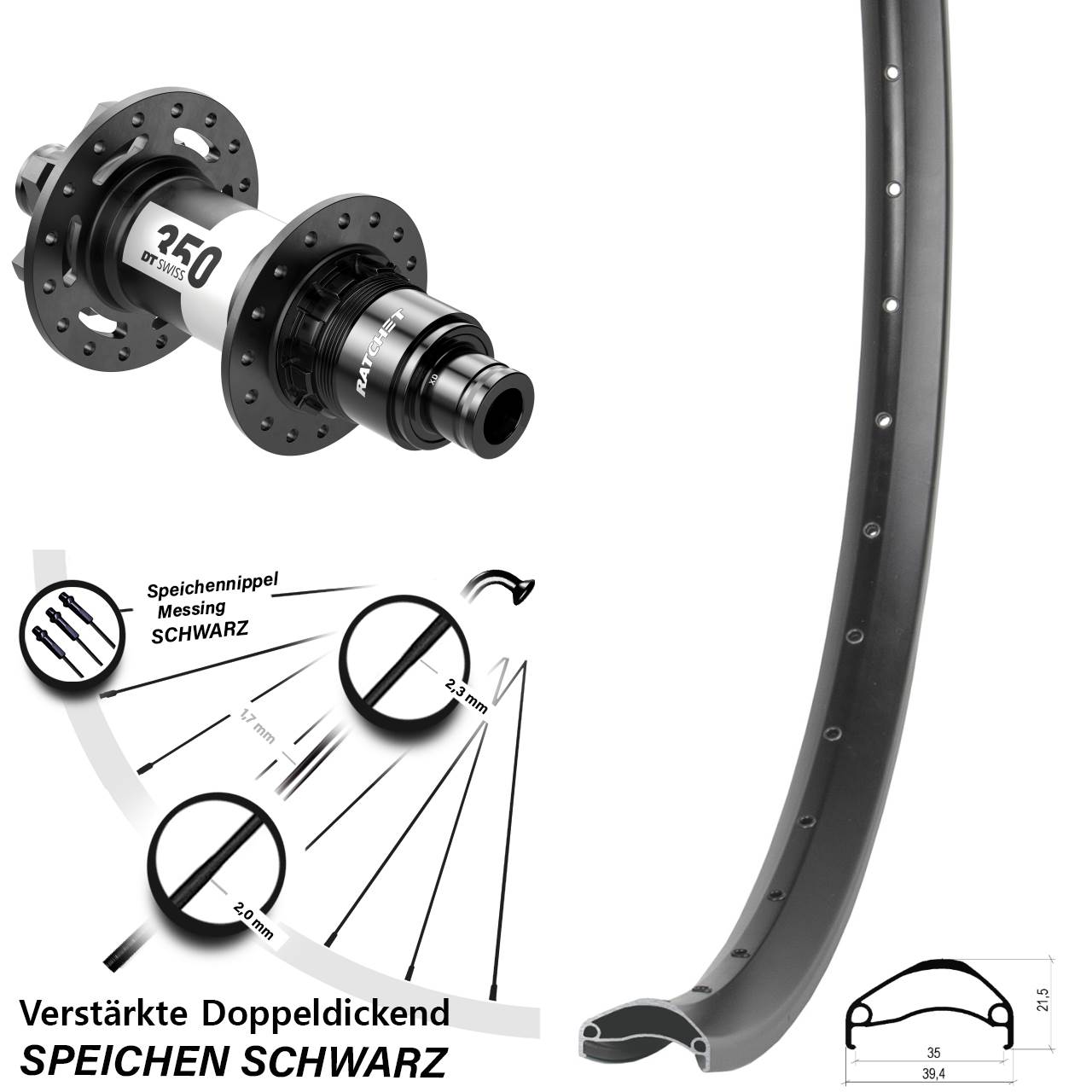 Disc Hinterrad 29 Zoll Ambrosio E35 DT Swiss 350 SRAM XD 12x142