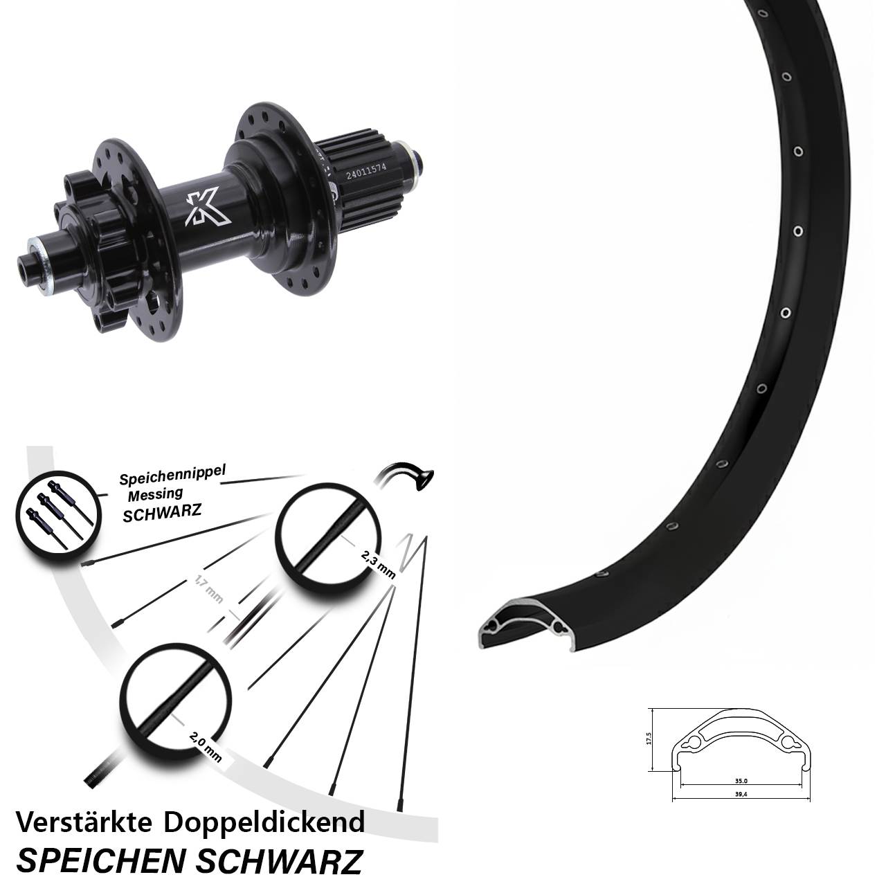 Hinterrad 29 Zoll Ryde Disc 35 KX-M Shimano Micro Spline QR