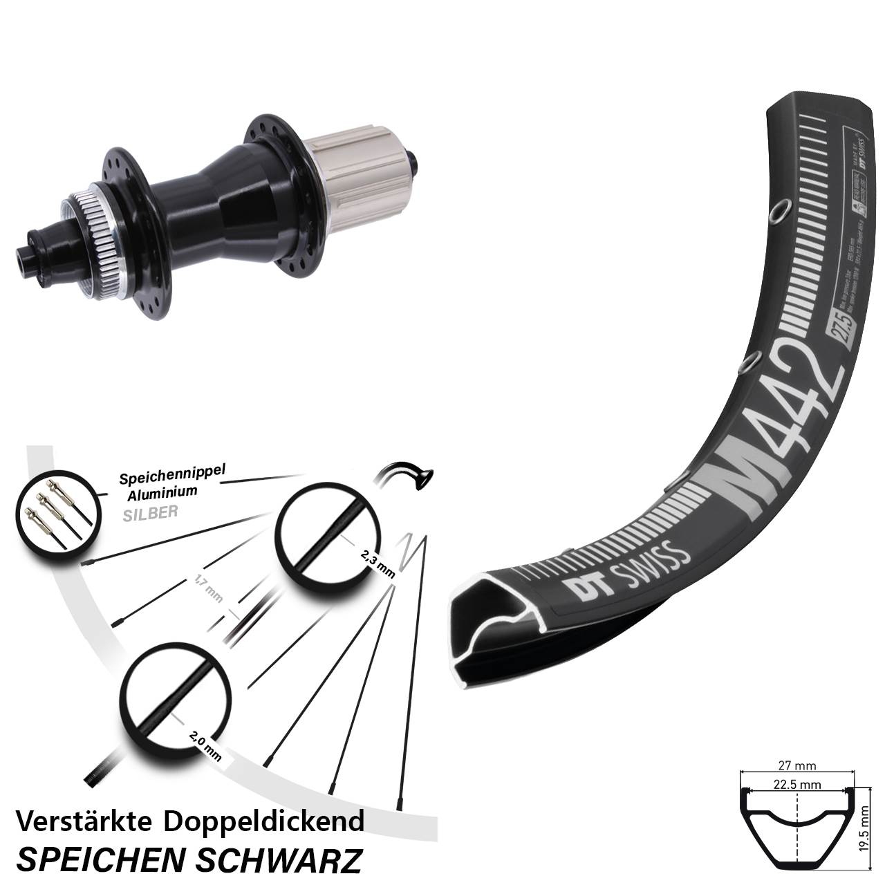 DT Swiss M 442 Novatec CL-135 28 Zoll Hinterrad Centerlock QR 8-12 fach HG