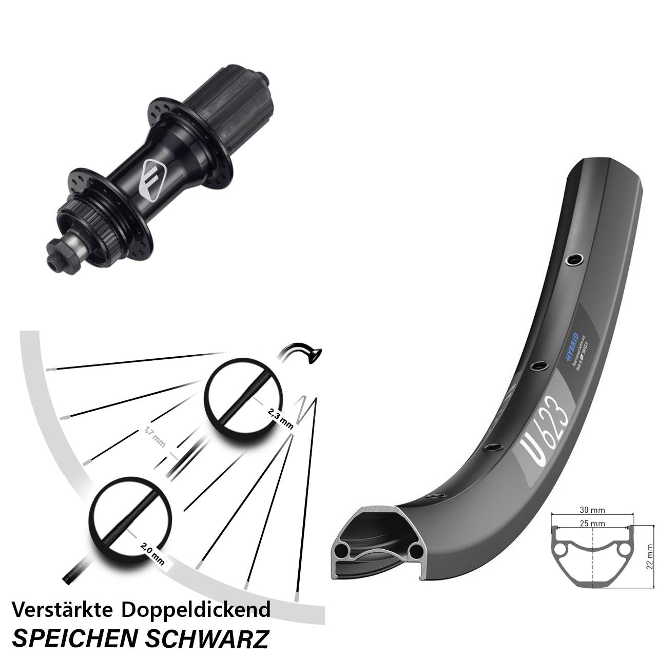 28-29 Zoll DT Swiss U623 Formula CL52 Hinterrad Centerlock 8-11 fach