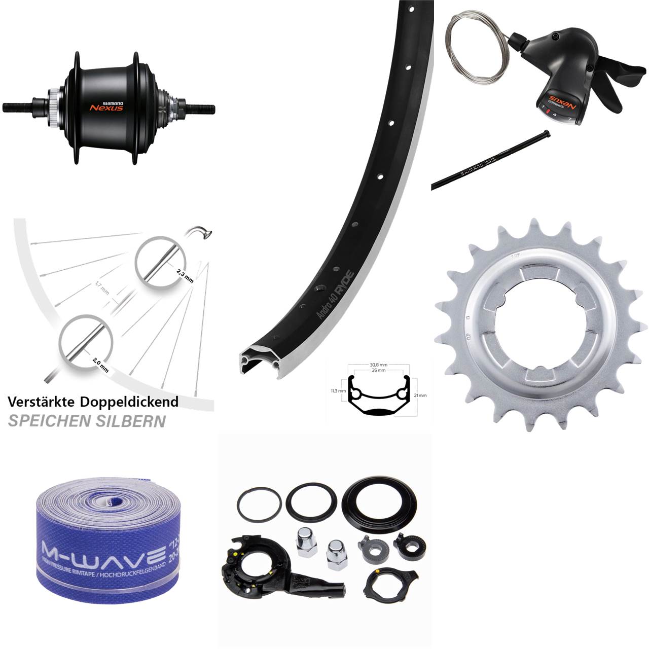 26 Zoll Hinterrad Ryde Andra 40 Shimano Nexus 7 Gang Freilauf