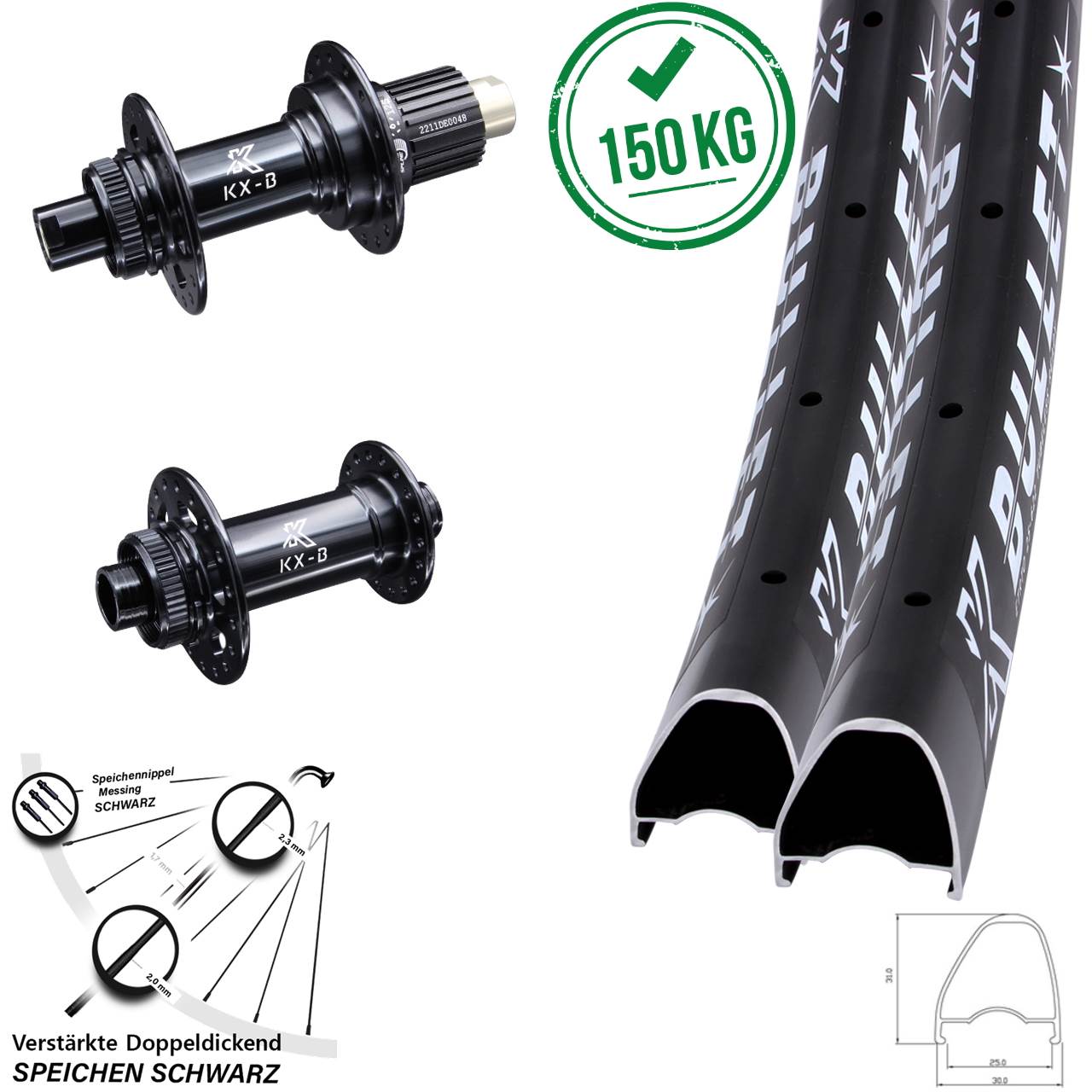 Centerlock Laufradsatz 29 Zoll KX-Bullet OS Micro Spline 12x110/148 Boost