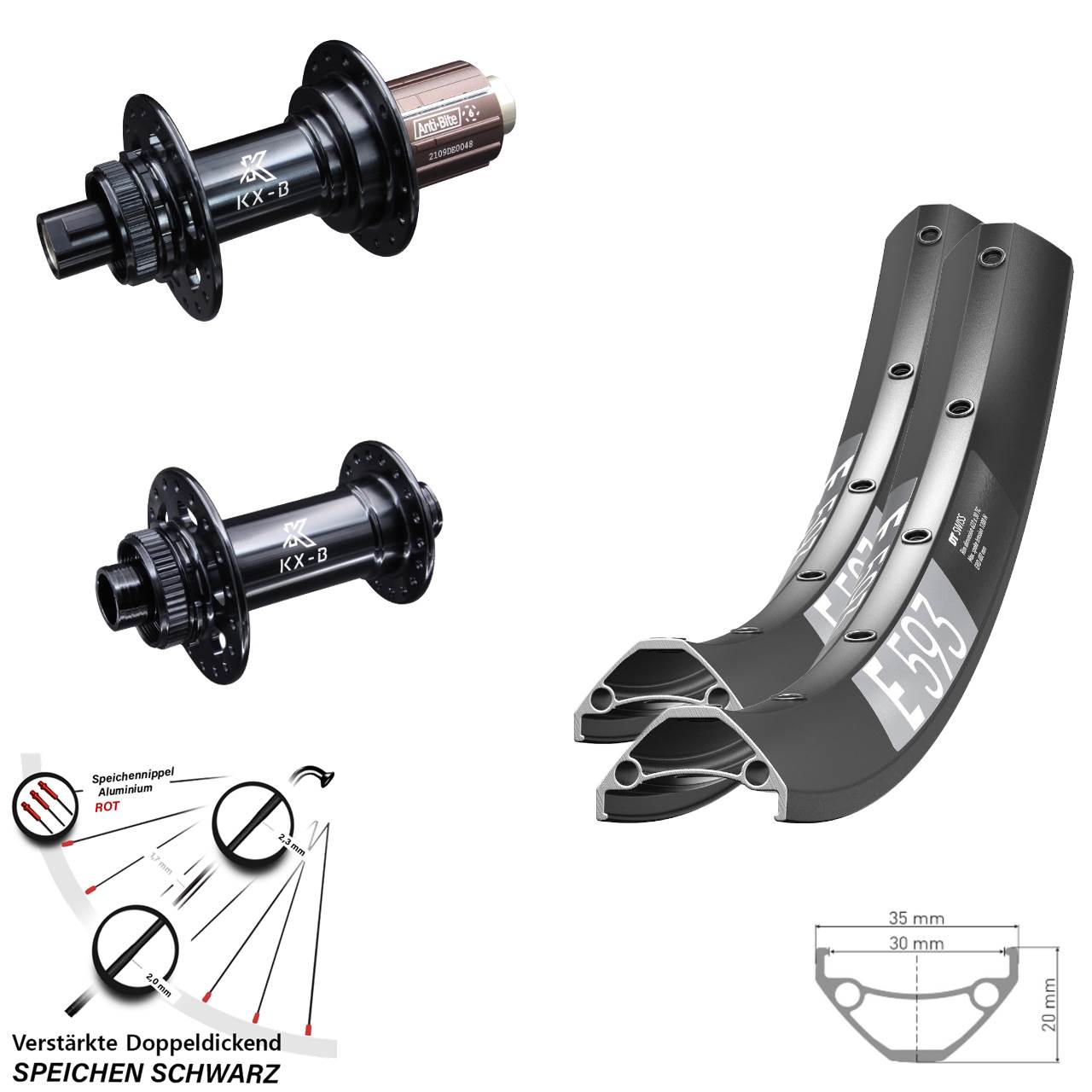 Boost Disc Laufradsatz 15x110 12x148 27,5 Zoll DT Swiss E 593 KX-B 8-12 fach HG