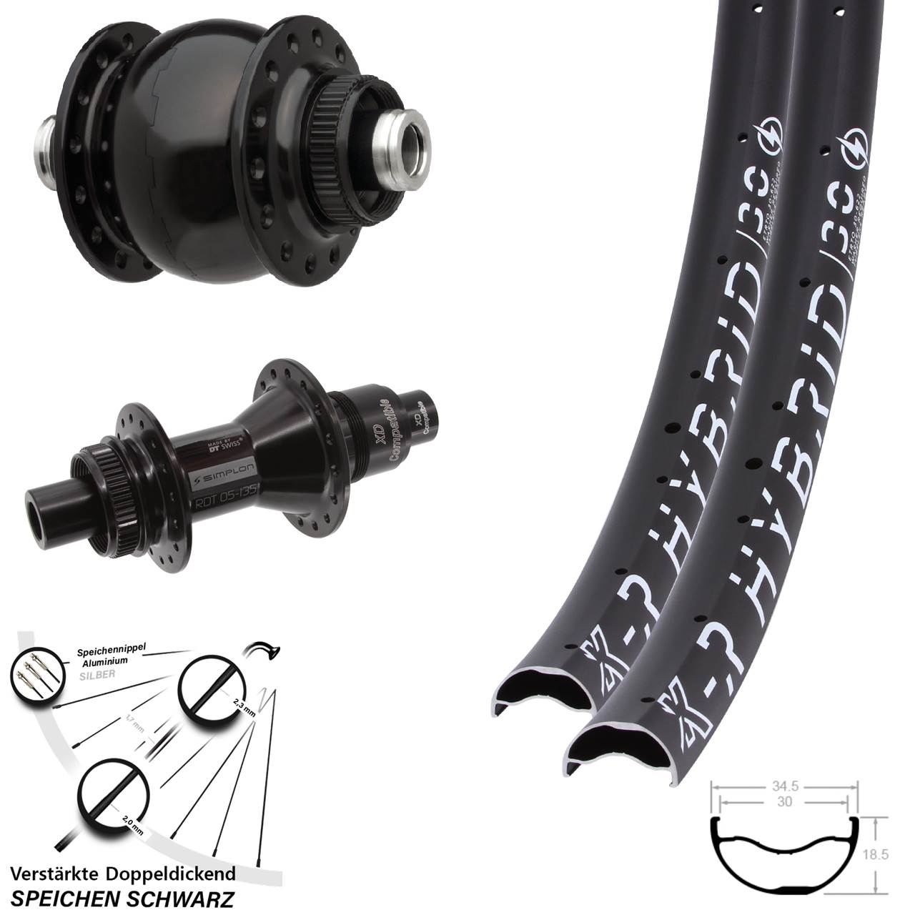 Disc Laufradsatz 29 Zoll KX-R Hybrid 30 DT Swiss 370 SON 28 XD 12x100/142