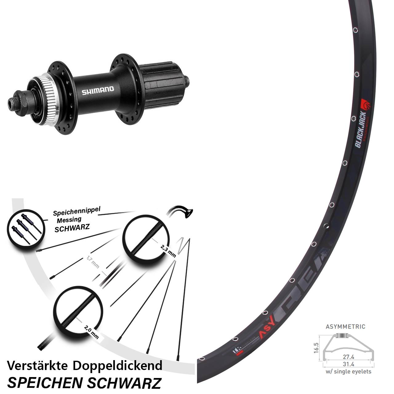 Rodi Ready 27 Shimano FH-M4050 27,5 Zoll Disc Hinterrad QR 8-11 fach HG
