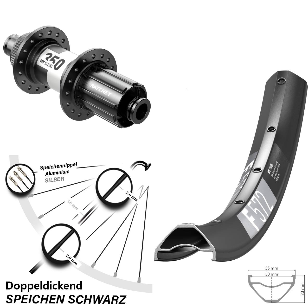 Hinterrad Centerlock 29 Zoll DT Swiss F 572-350 8-11 fach HG 12x142