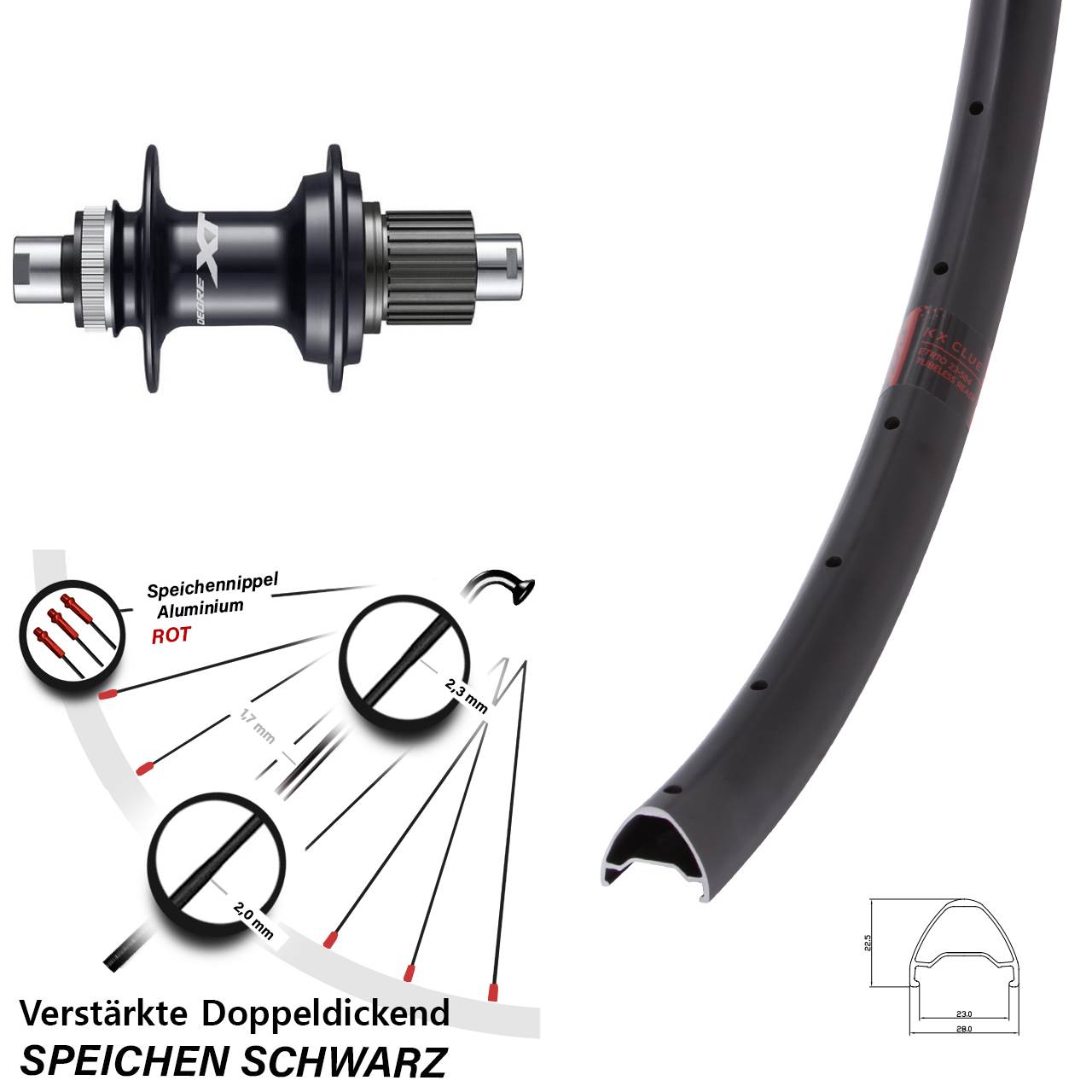 KX Clue Shimano Deore XT FH-M8110 29 Zoll Disc Laufrad 12x142 Micro Spline