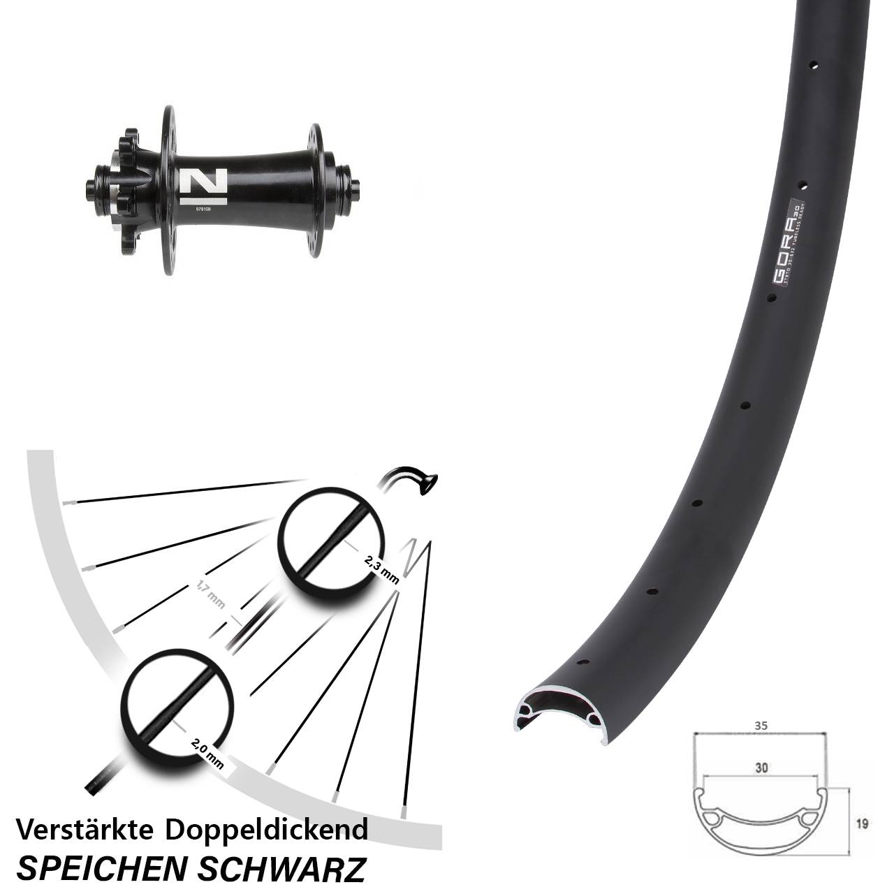 Disc Vorderrad 26 Zoll Gora 30 Novatec D791SB für Schnellspanner