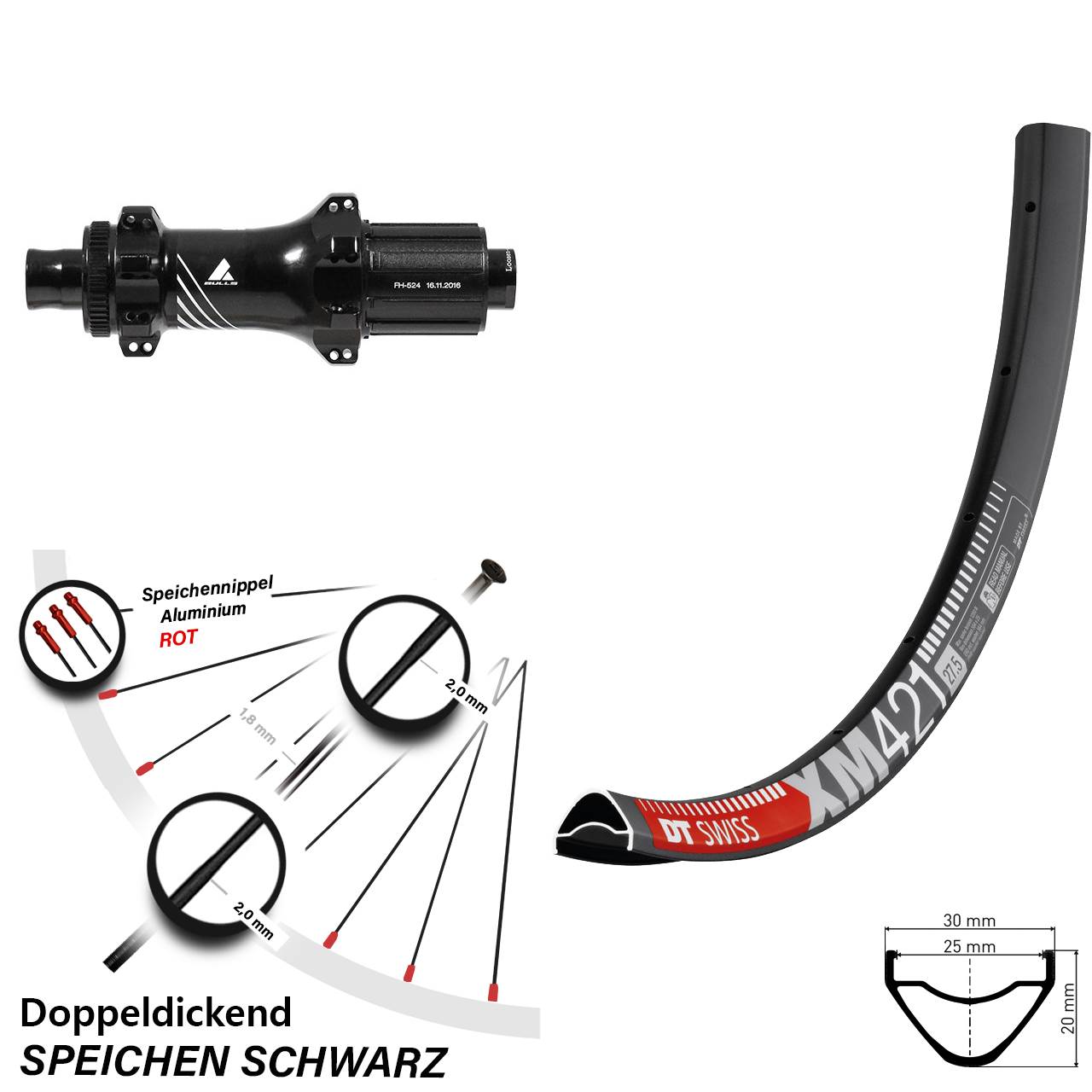 29 Zoll Hinterrad DT Swiss XM 421 Formula TC-148A Boost 8-11 fach