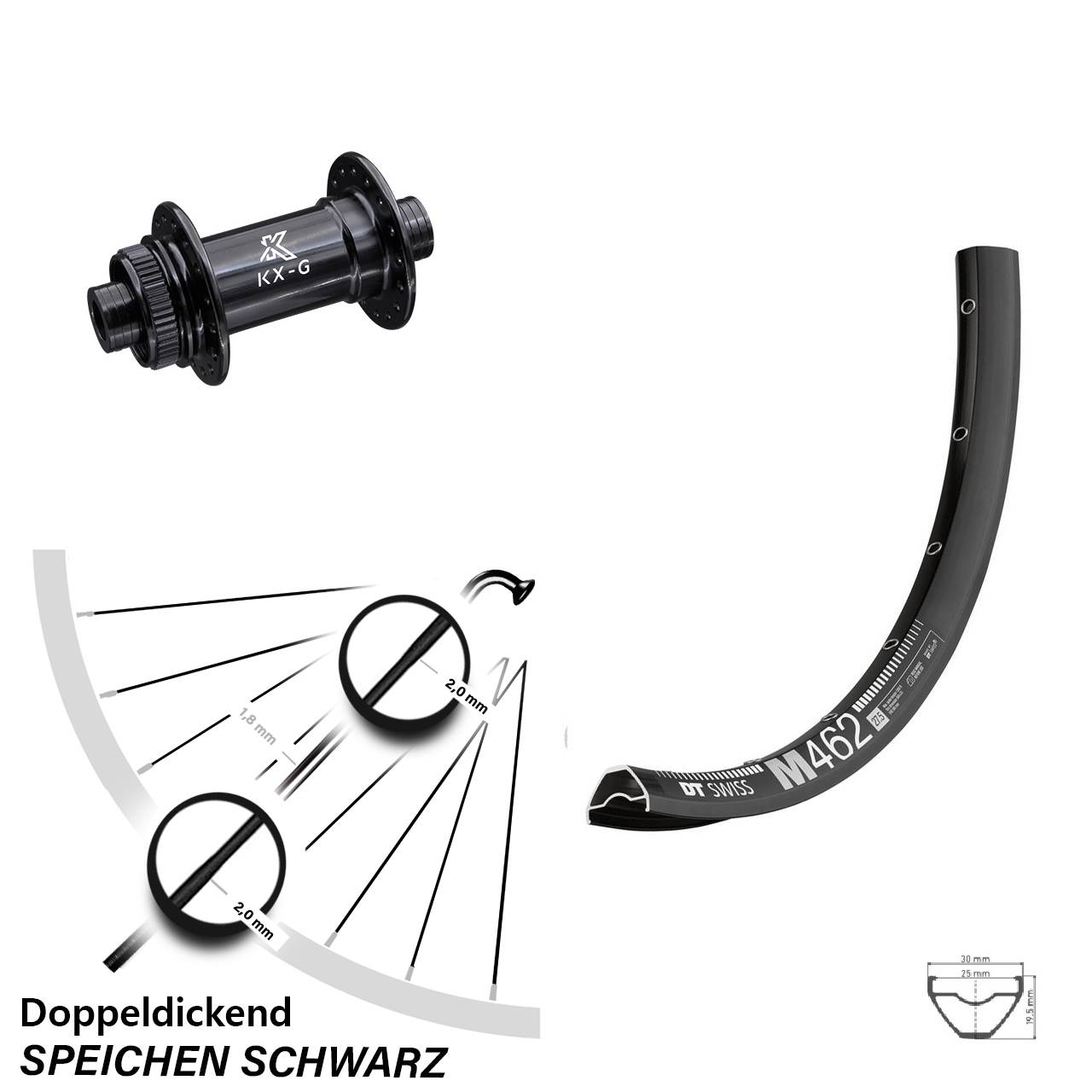Disc Laufrad 27,5 Zoll DT Swiss M 462 KX-G 15x100