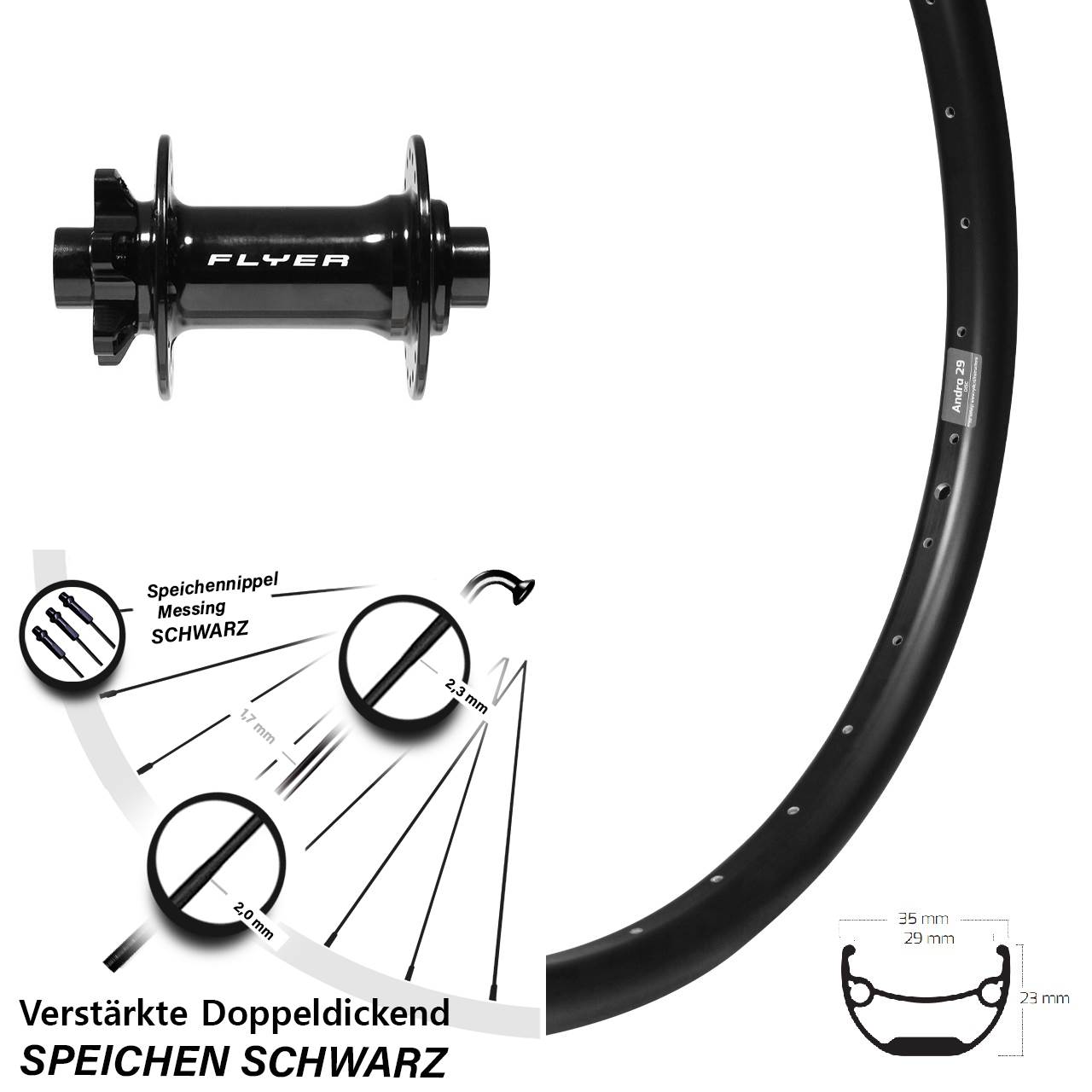 Boost Disc Vorderrad 15x110 27,5 Zoll Ryde Andra 29 Formula DC-711
