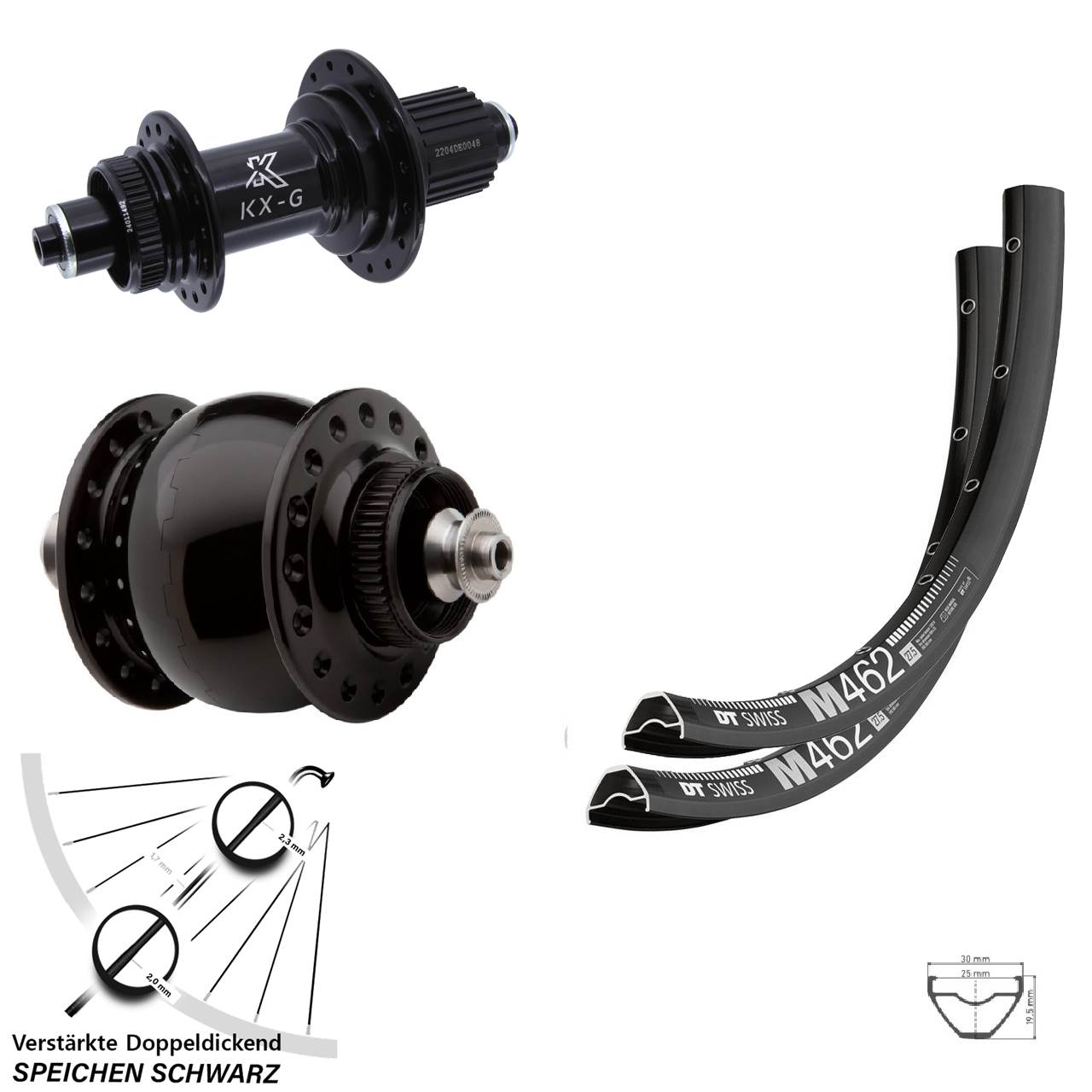 Centerlock Laufradsatz 27,5 Zoll DT Swiss M 462 KX-GS HD SON delux Micro Spline QR