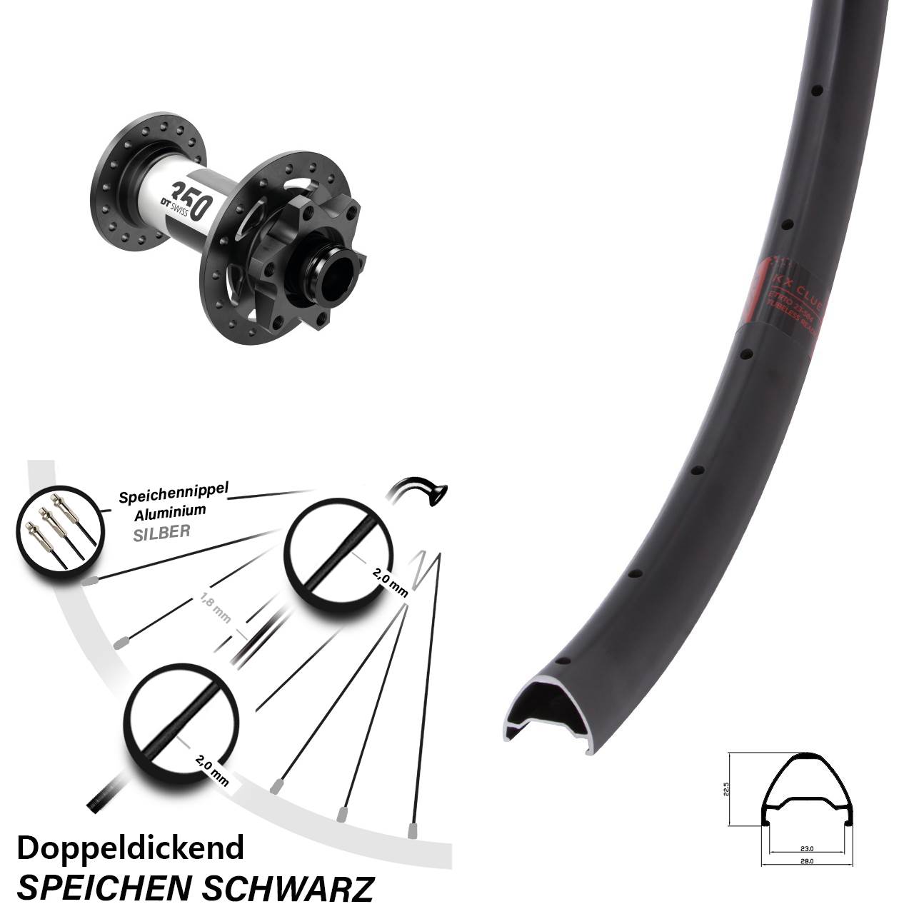 Laufrad 27,5 Zoll KX Clue DT Swiss 350 12x100 6-Loch