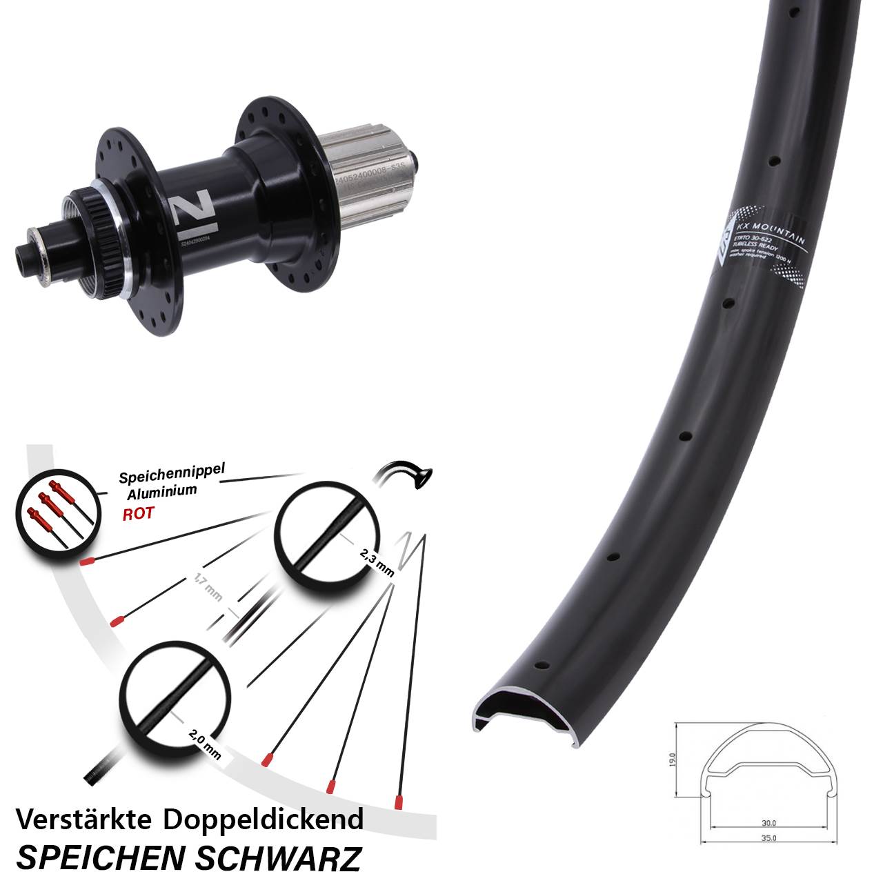 KX Mountain TR Novatec D042 29 Zoll Centerlock Hinterrad für Schnellspanner 8-12 fach HG