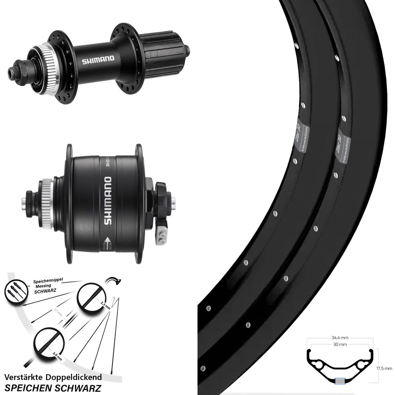 Ryde Disc 30 Shimano DH-3D37 FH-M4050 27,5 Zoll Laufrad-Satz QR 8-11 fach HG