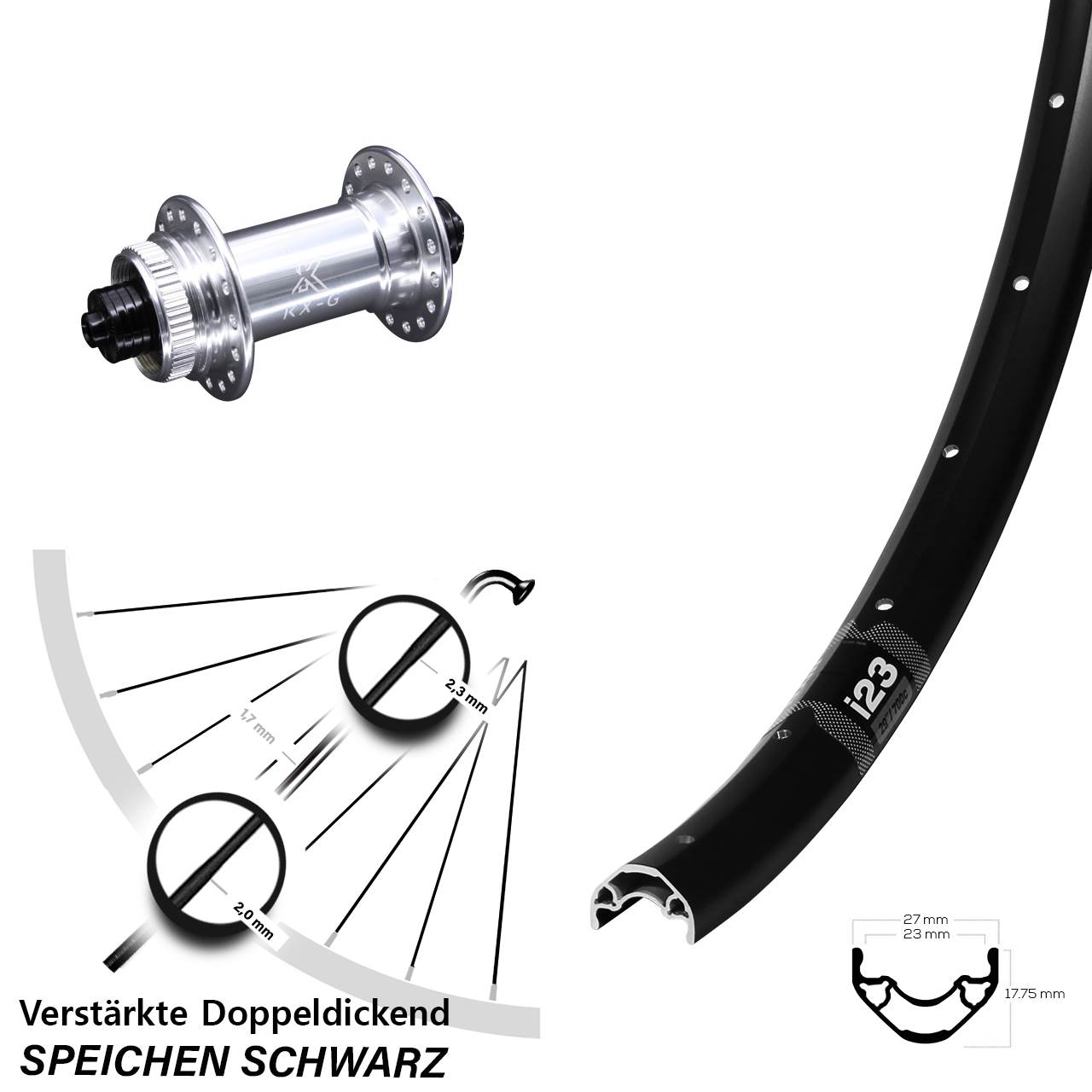 Centerlock Vorderrad 29 Zoll WTB i23 ST KX-G QR
