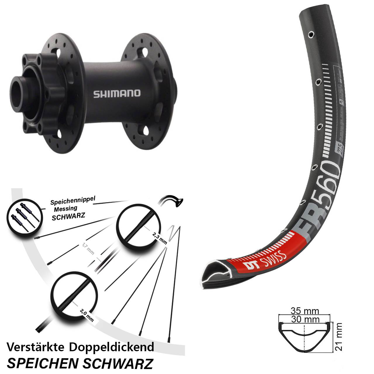 26 Zoll DT Swiss FR 560 Shimano Deore XT HB-M758 Disc Laufrad 15x100