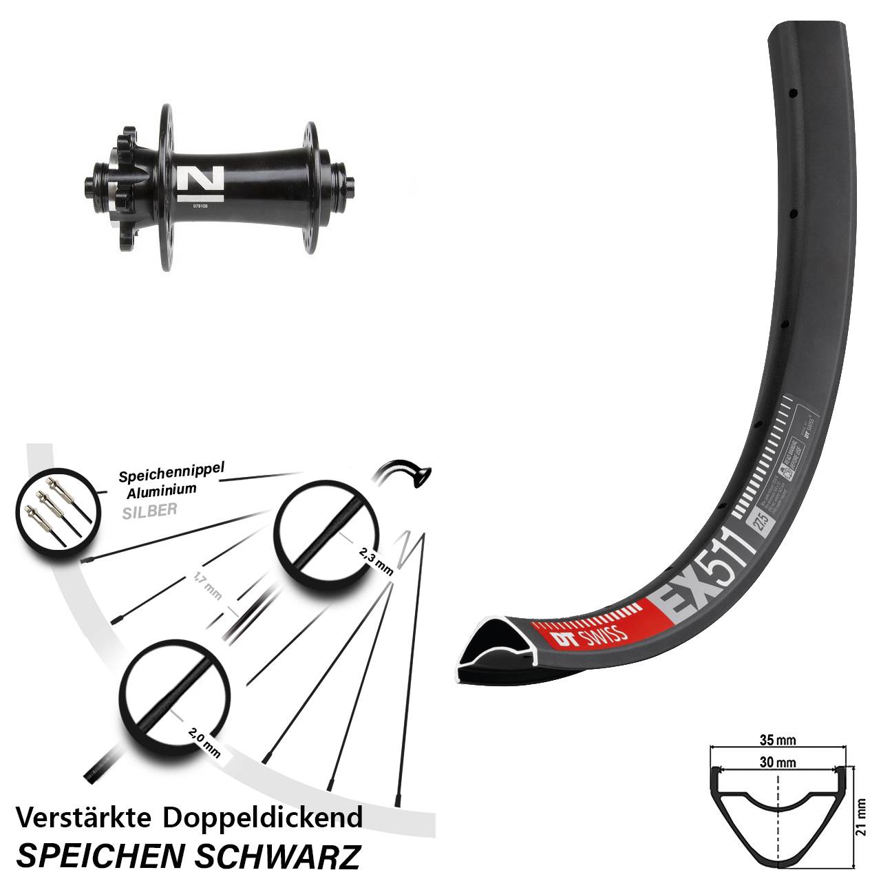 DT Swiss EX 511 Novatec D791 29 Zoll Disc Vorderrad QR