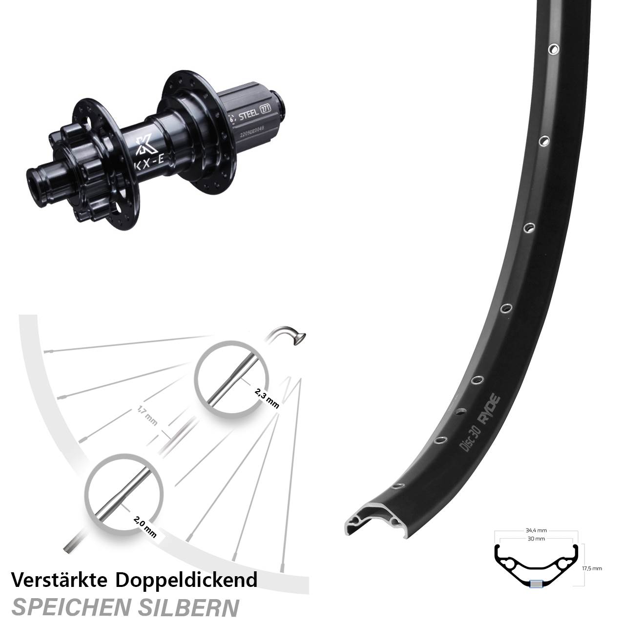 Disc Hinterrad 12x142 29 Zoll Ryde 30 KX-E 8-12 fach HG