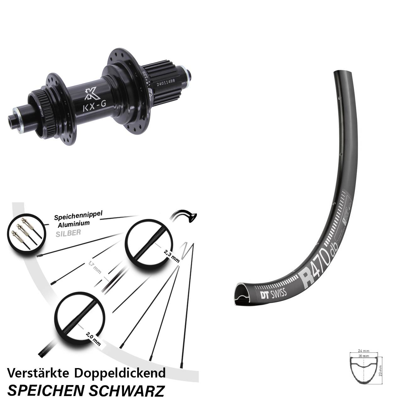 Disc Hinterrad für Schnellspanner 28 Zoll DT Swiss R 470 KX-G Shimano Micro Spline