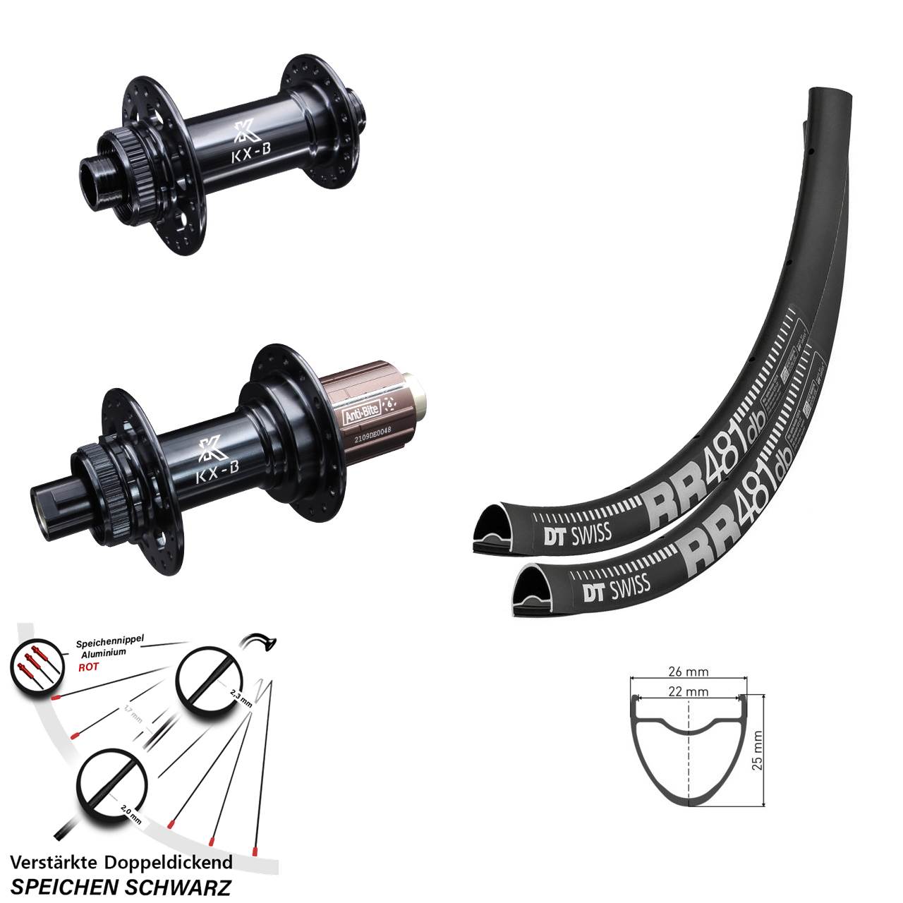 Disc Laufradsatz 28 Zoll DT Swiss RR 481 KX-B 8-12 fach 12x110/148 Boost