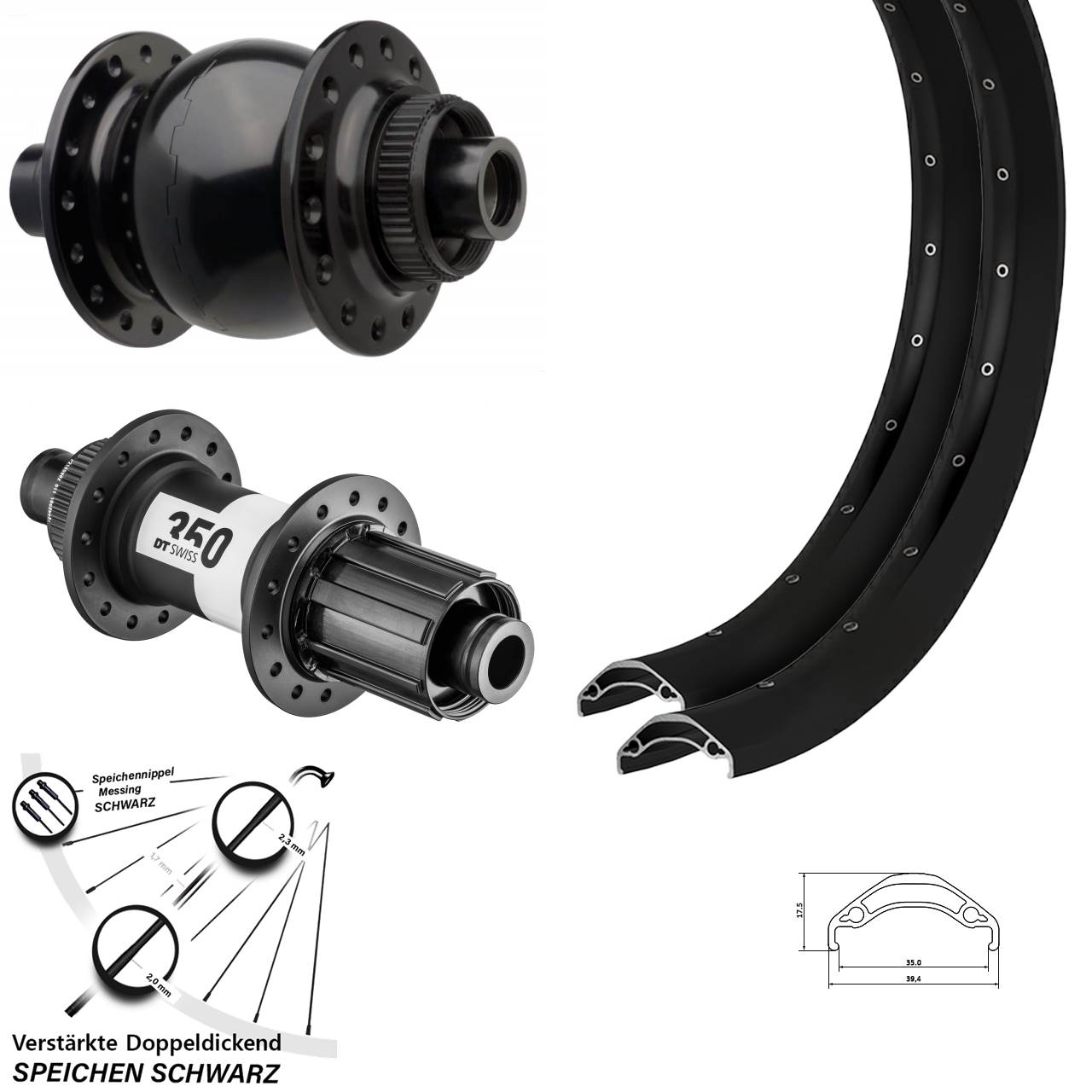 Disc Laufradsatz Boost 29 Zoll Ryde Disc 35 DT Swiss 350 SON 28 8-11 fach HG