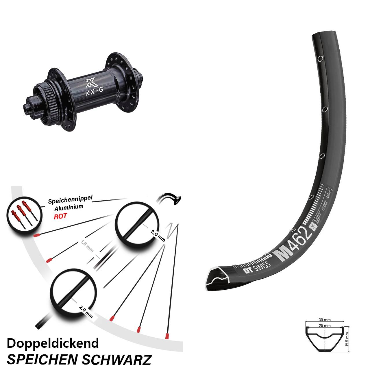 Vorderrad Centerlock 27,5 Zoll DT Swiss M462 KX-G QR