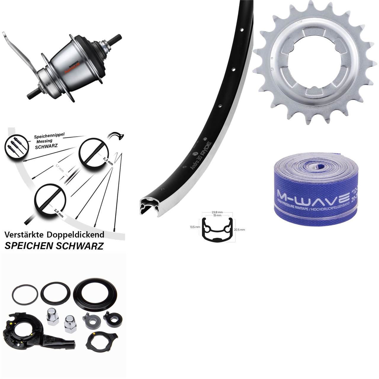 28 Zoll Hinterrad Shimano C3001 Nexus 7 Gang Rücktritt Ryde Andra 30